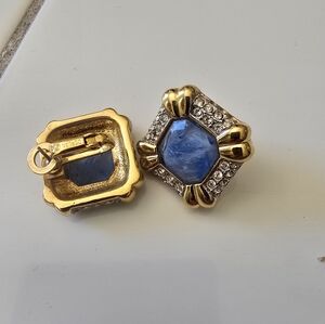 Elegant Gold and Blue Gemstone Earrings